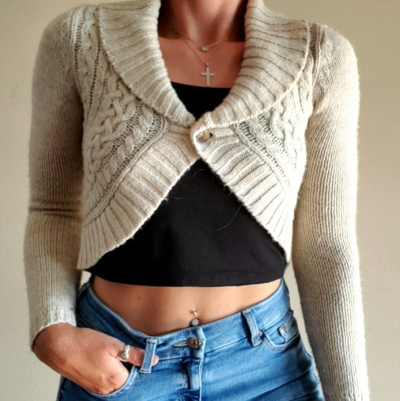 Cream Cropped Cardigan - Picture 1 of 5
